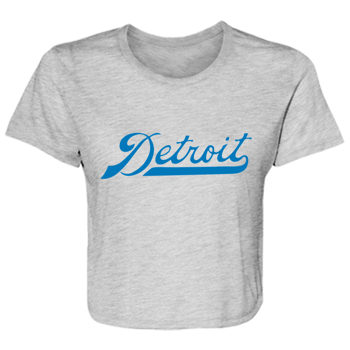 Detroit Football Script - Blue Flowy Cropped Tee