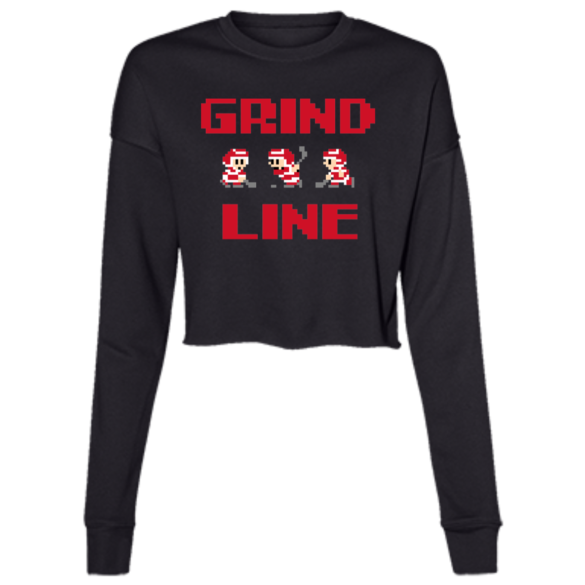 8bit Grind Line - Red Women's Cropped Crewneck Sweatshirt