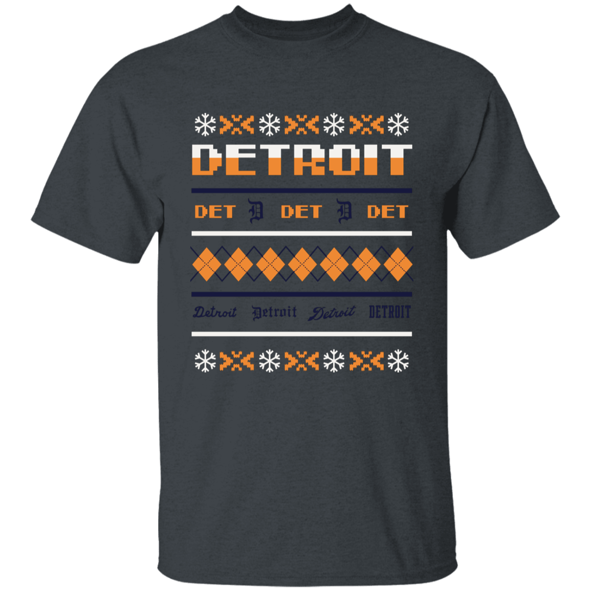 Detroit Baseball Sweater - Orange + White Kids Unisex Classic T-Shirt