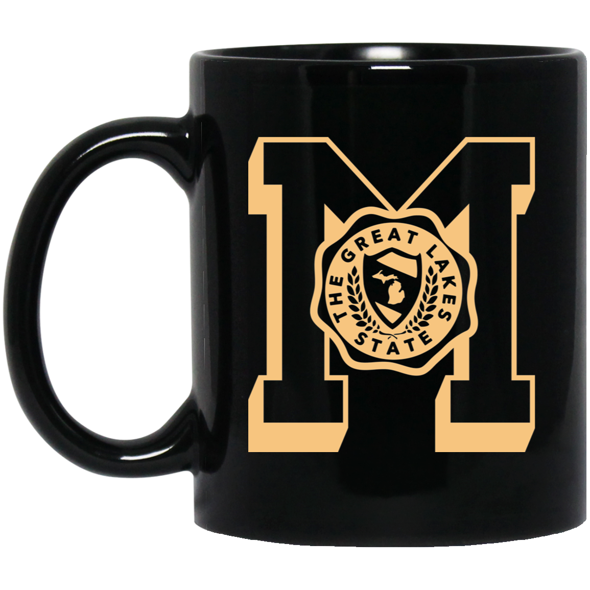 Michigan Big M - Soft Gold Black Mug