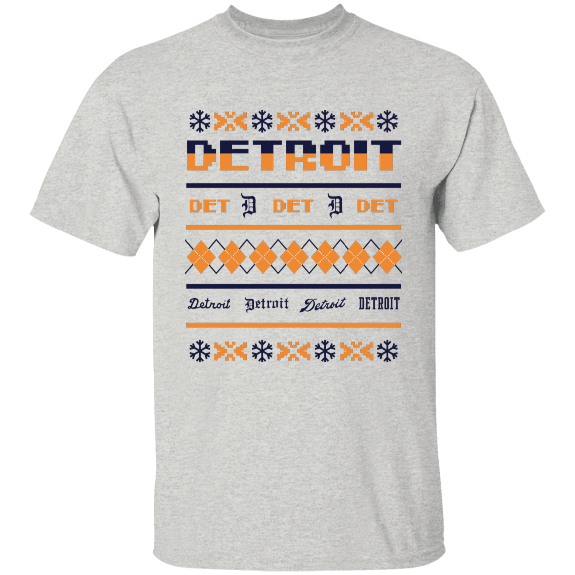 Detroit Baseball Sweater - Navy + Orange Kids Unisex Classic T-Shirt