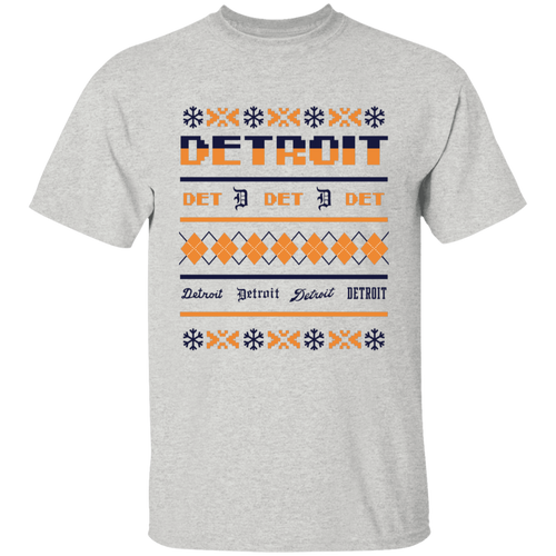 Detroit Baseball Sweater - Navy + Orange Kids Unisex Classic T-Shirt