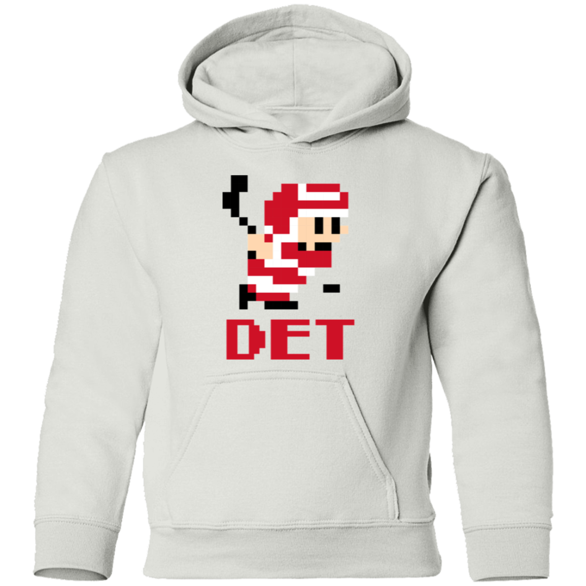 8bit Det Hockey - Red + Black Kids Unisex Classic Hoodie