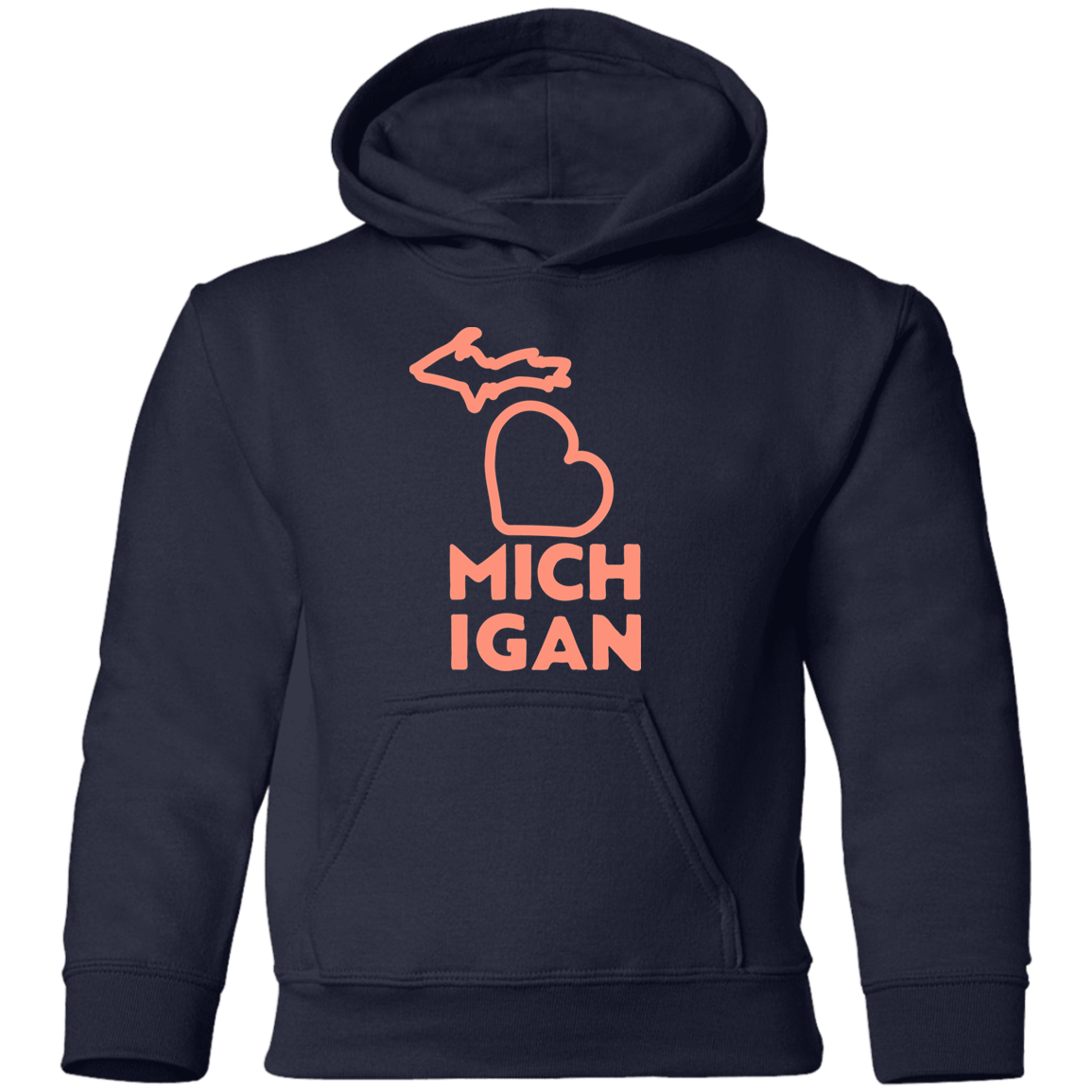 Small Love Michigan - Coral Kids Unisex Classic Hoodie