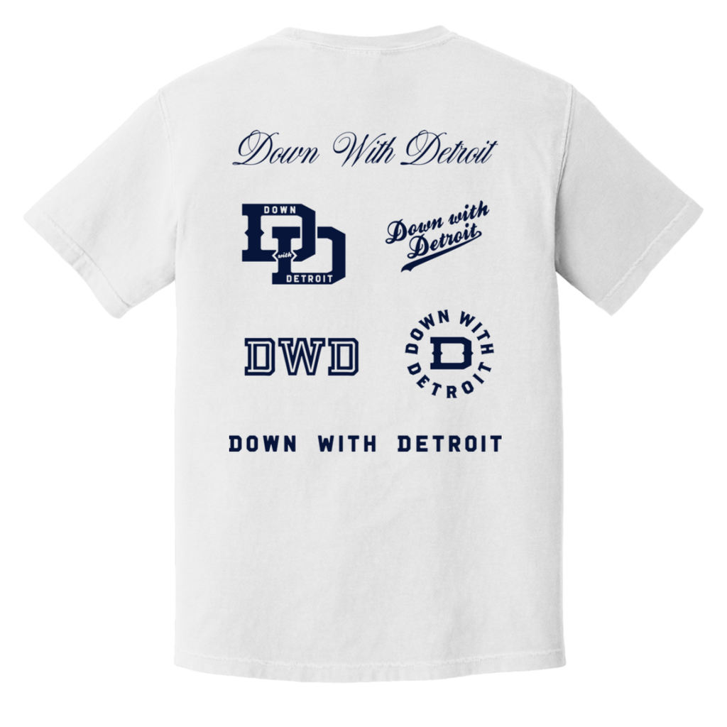 All Over Logos F - Navy Vintage Wash T-Shirt