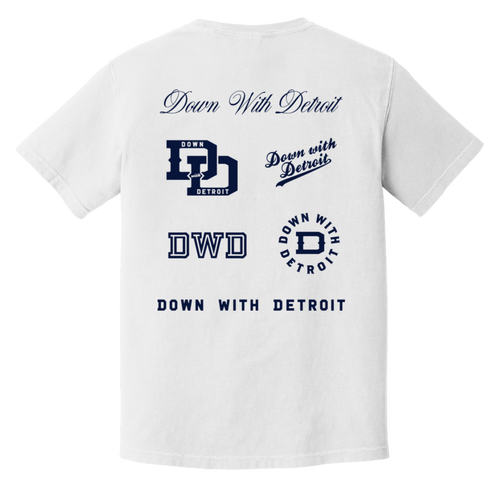 All Over Logos F - Navy Vintage Wash T-Shirt