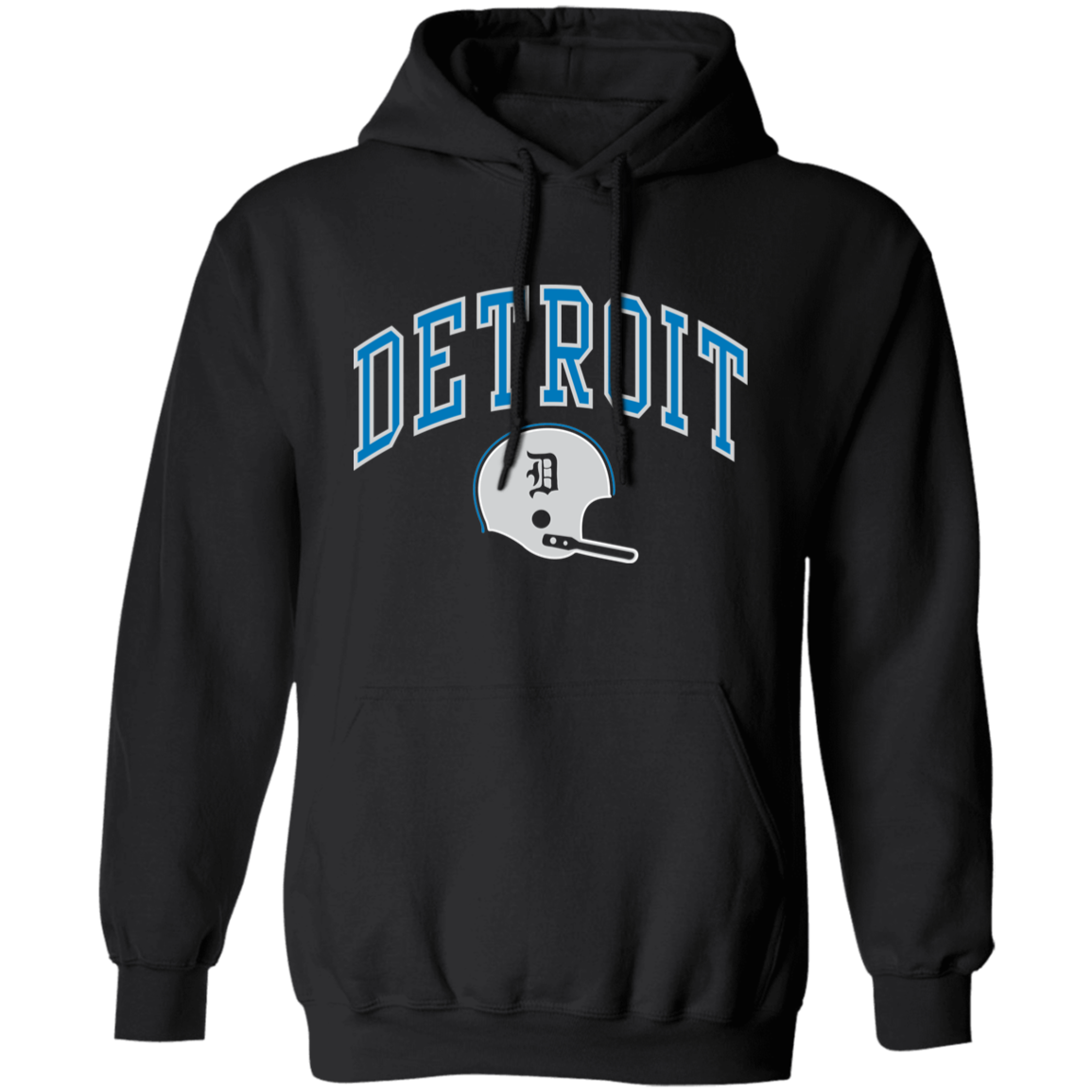 Detroit Football Helmet - Blue + Silver Classic Unisex Hoodie