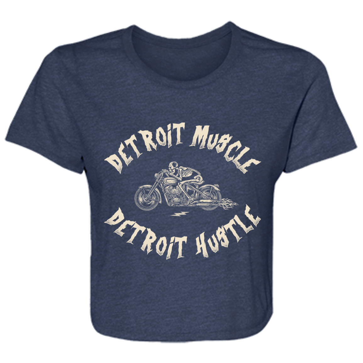 Detroit Muscle Detroit Hustle - Cream Women's Flowy Cropped T-Shirt