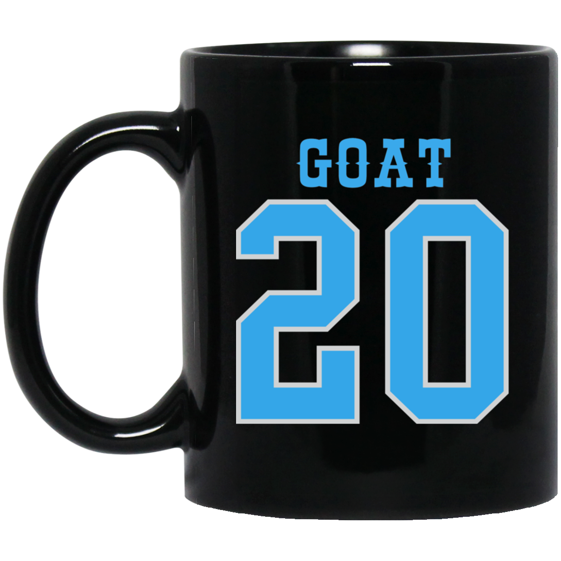 Detroit Football Number 20 - Light Blue + Silver Black Mug