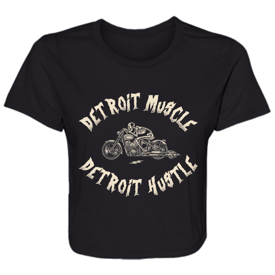 Detroit Muscle Detroit Hustle - Cream Women's Flowy Cropped T-Shirt