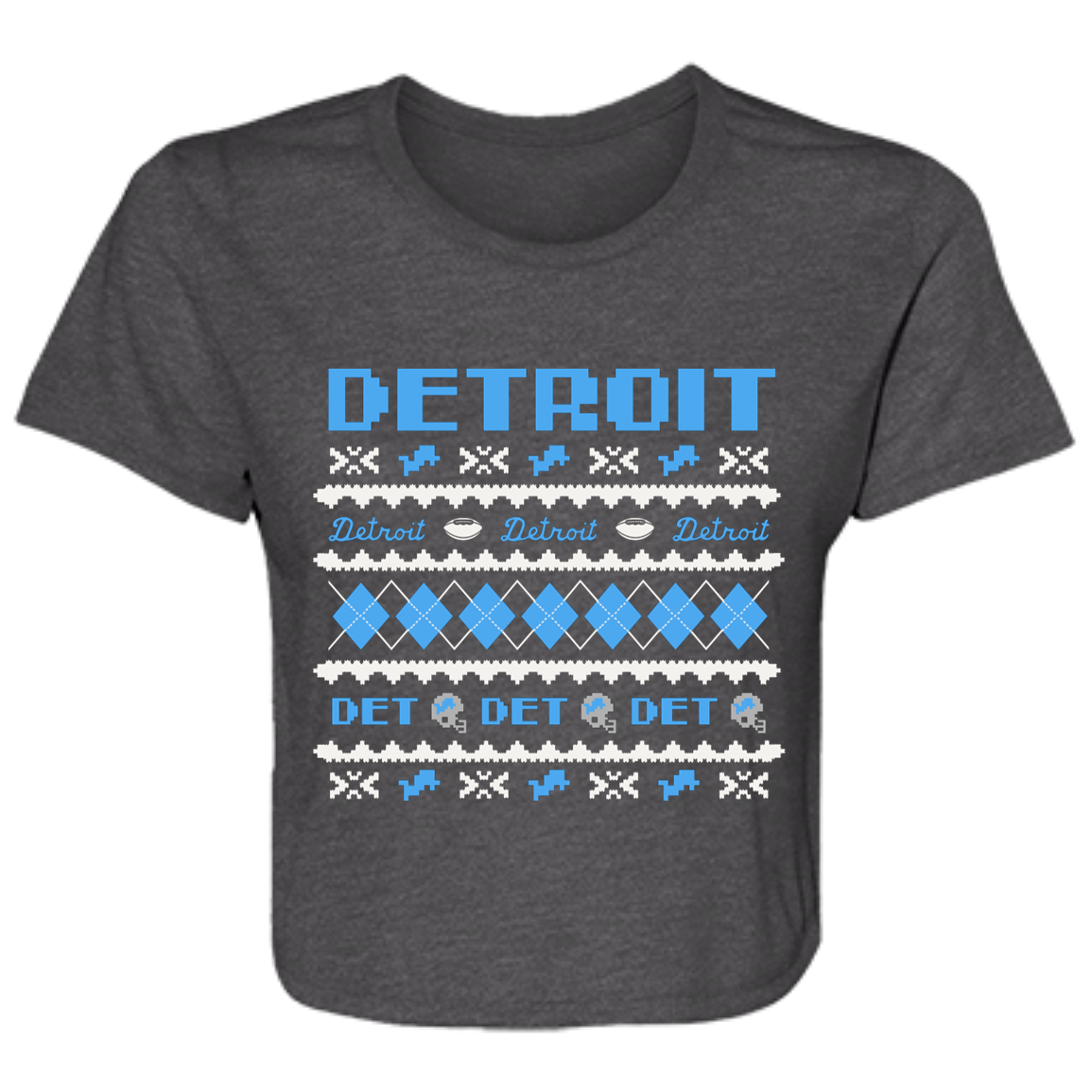 Detroit Football Sweater - White Flowy Cropped Tee