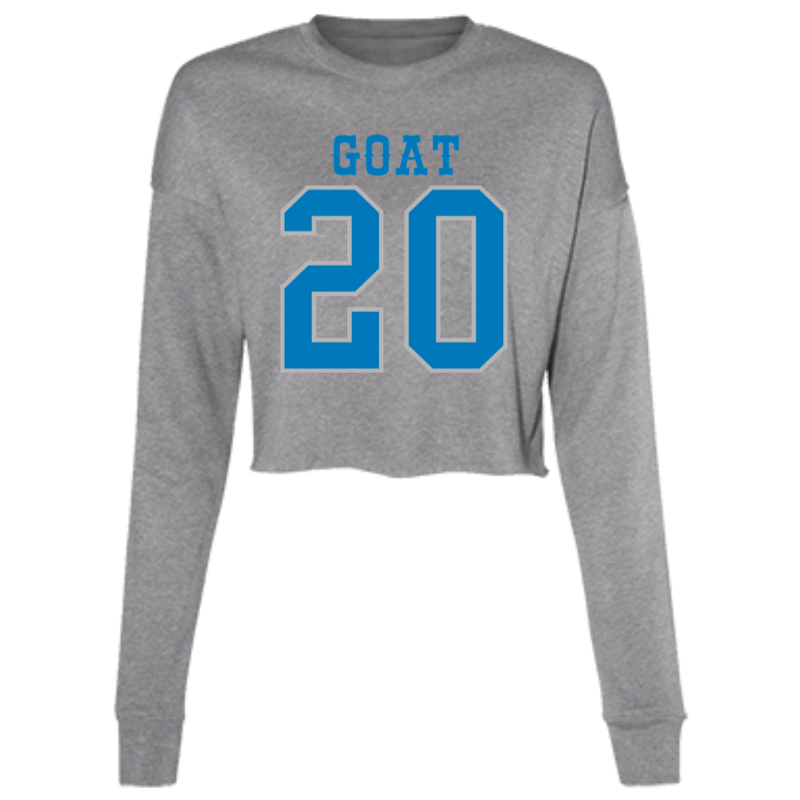 Detroit Football Number 20 - Dark Blue + Silver Women's Cropped Crewneck Sweatshirt