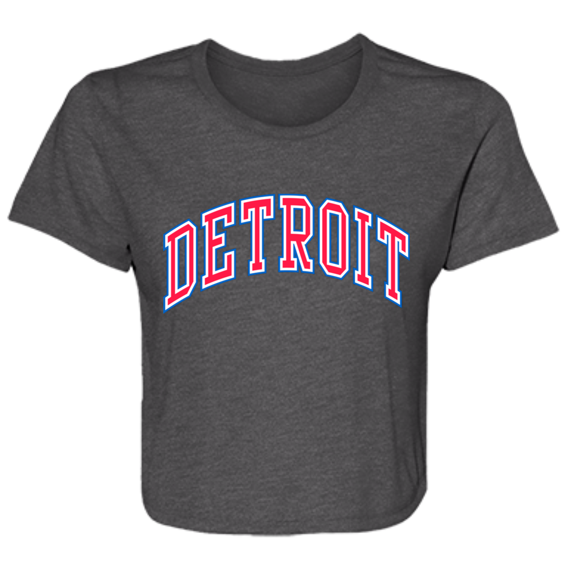 Detroit Basketball Arch - Red Flowy Cropped Tee