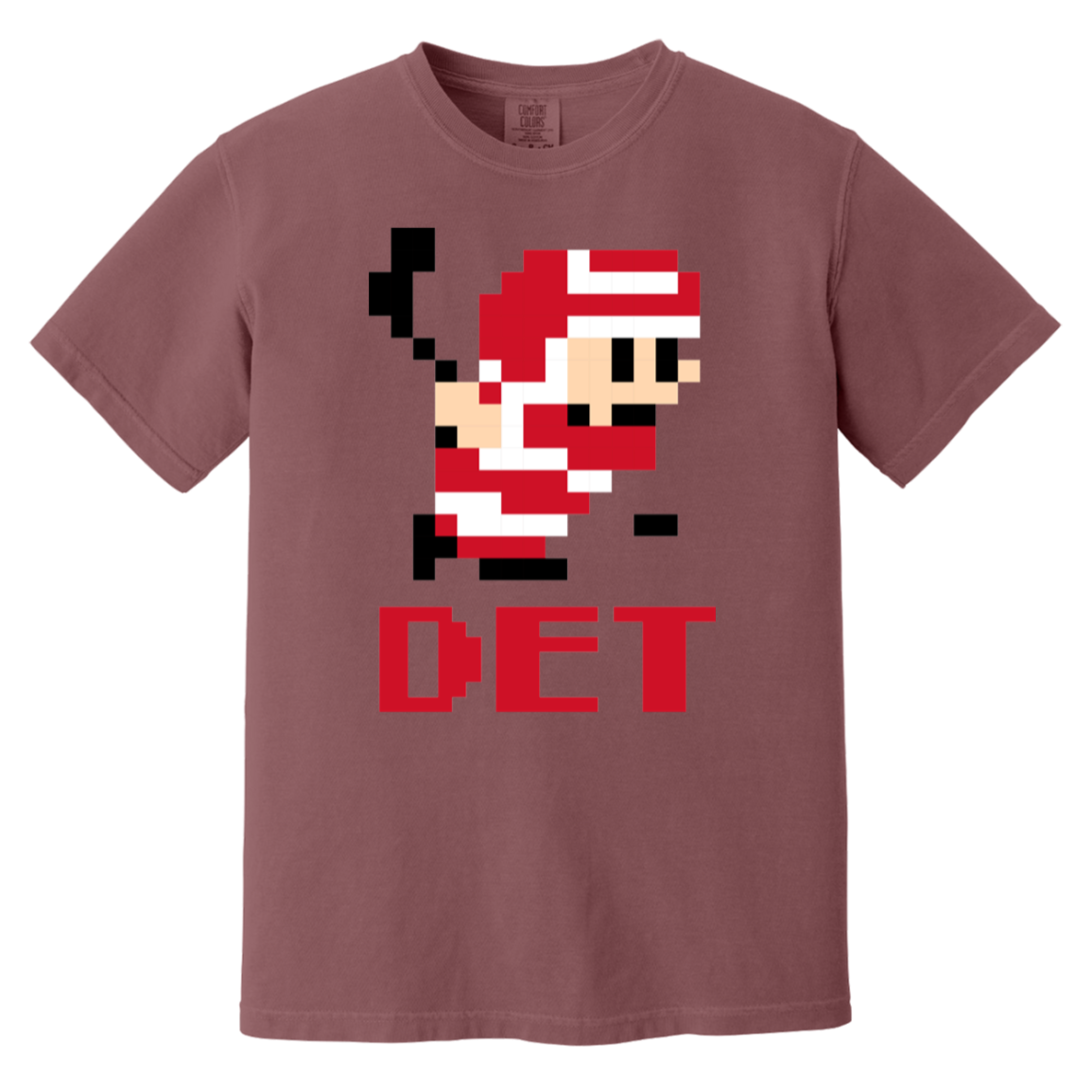 8bit Det Hockey - Red + Black Vintage Wash T-Shirt