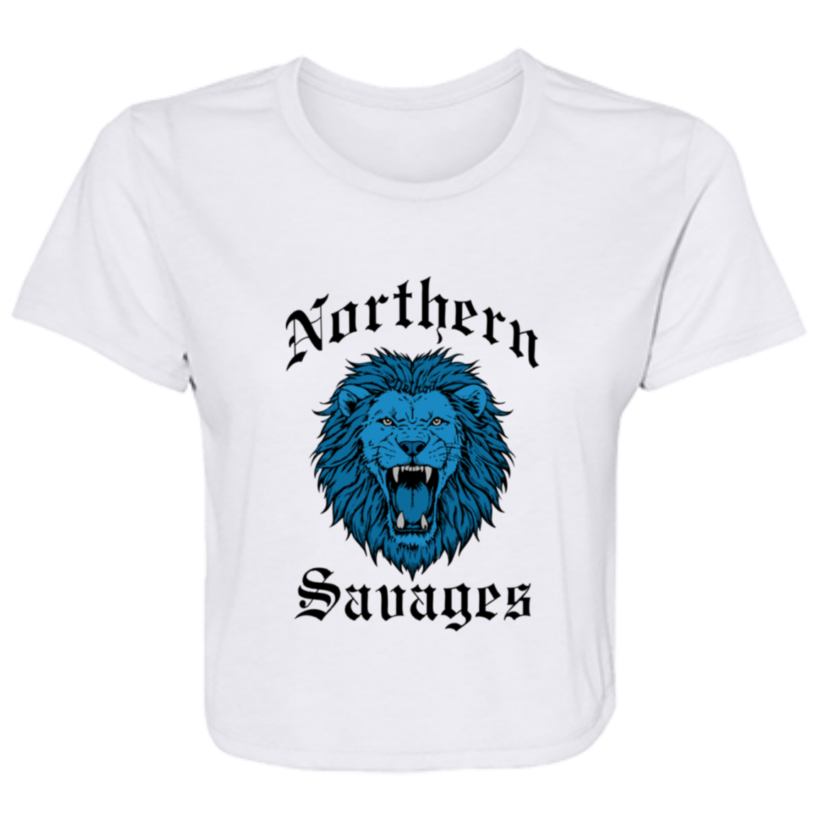 Northern Savages - Honolulu Blue + Black Flowy Cropped Tee