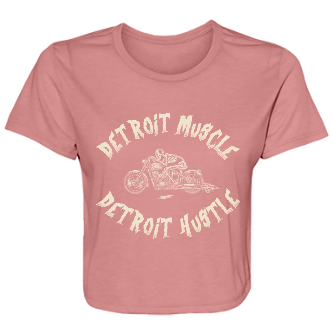 Detroit Muscle Detroit Hustle - Cream Women's Flowy Cropped T-Shirt
