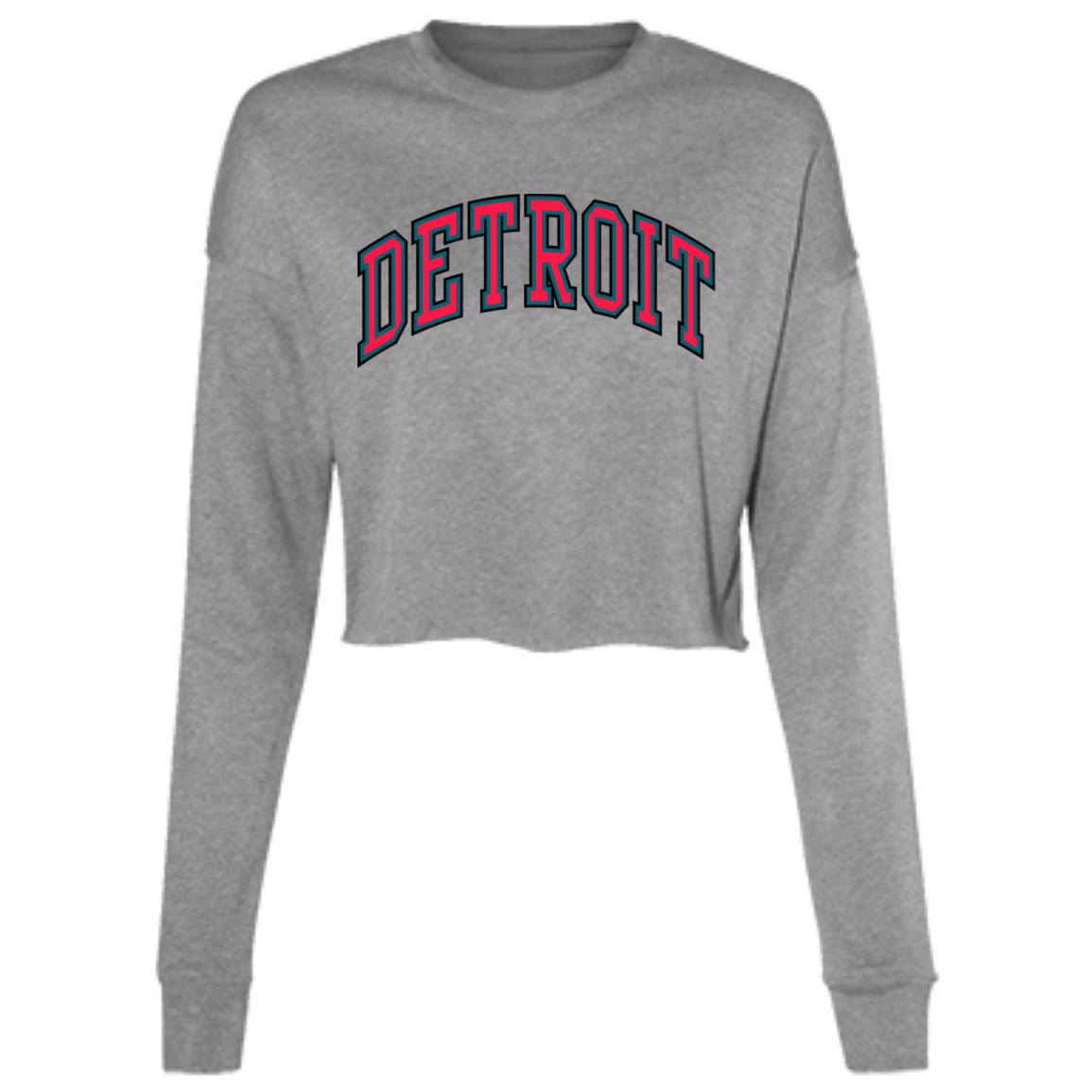 Detroit Basketball Arch - Teal Women's Cropped Crewneck Sweatshirt