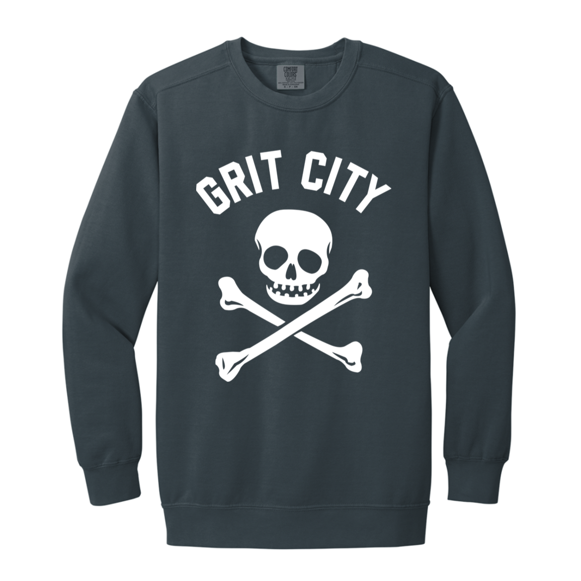 Grit City Cross Bones - White Vintage Wash Crewneck Sweatshirt