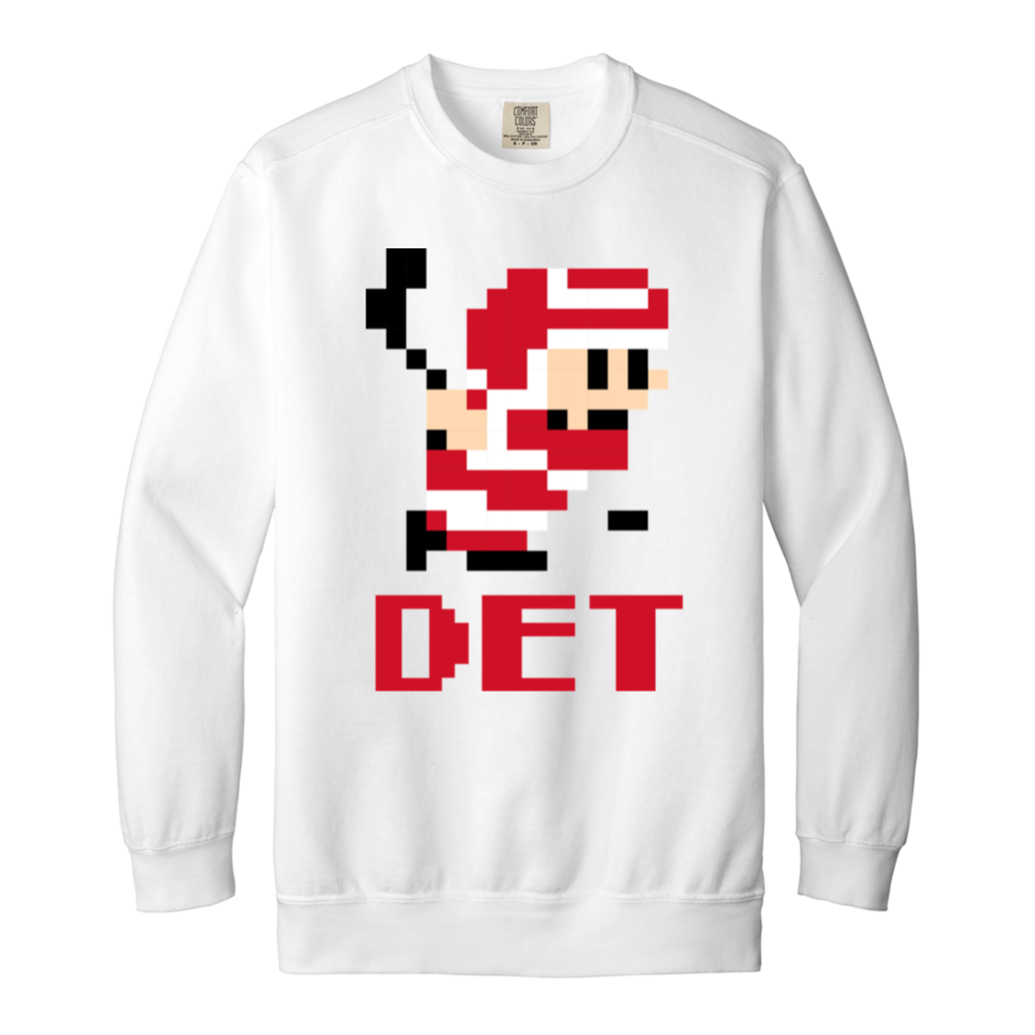 8bit Det Hockey - Red + Black Vintage Wash Crewneck Sweatshirt