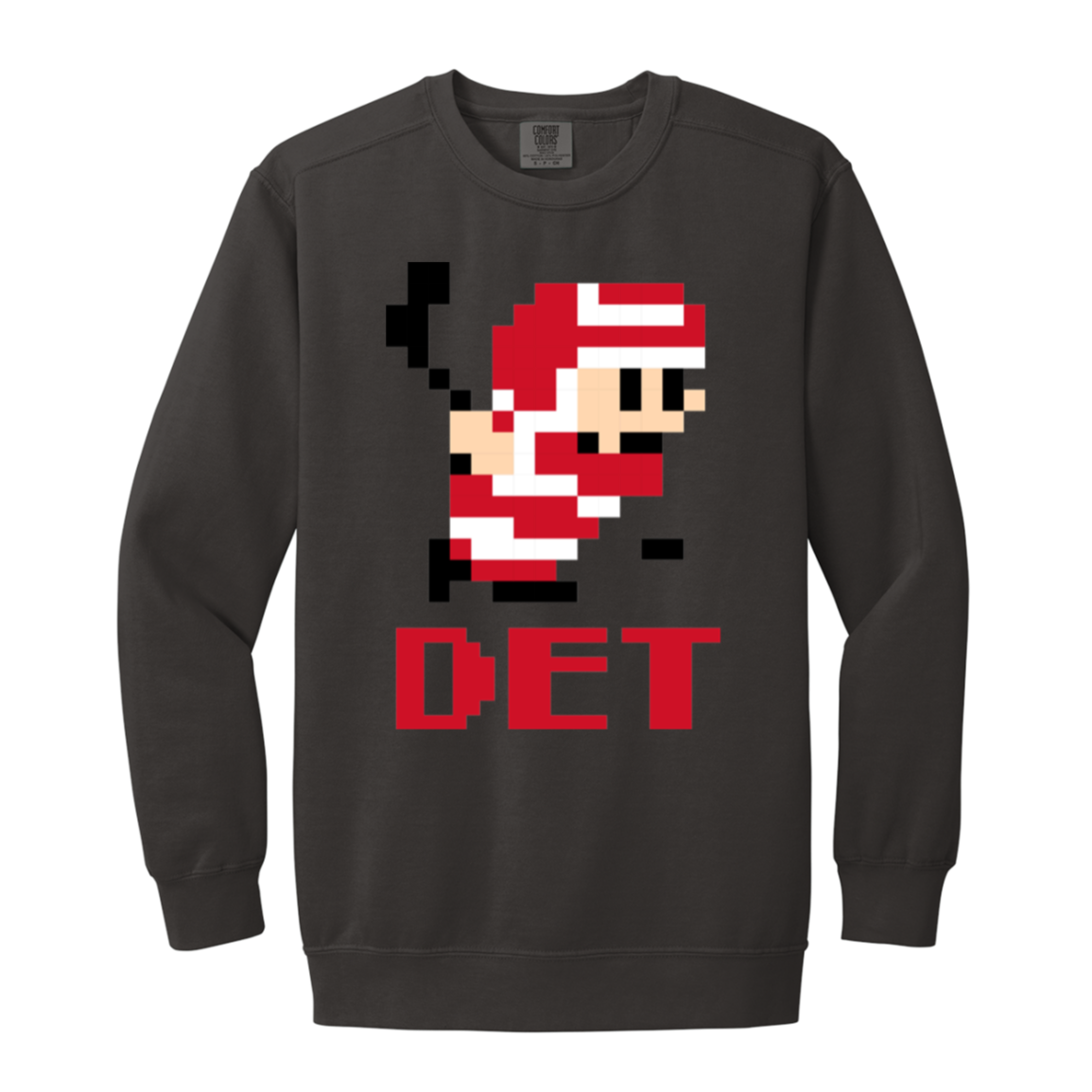 8bit Det Hockey - Red + Black Vintage Wash Crewneck Sweatshirt