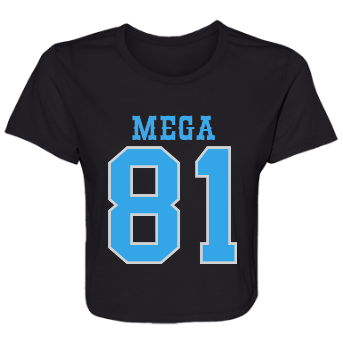 Detroit Football Number 81 - Light Blue + Silver Flowy Cropped Tee