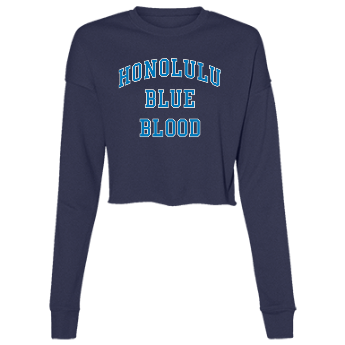 Honolulu Blue Blood - Blue + Light Silver Women's Cropped Crewneck Sweatshirt