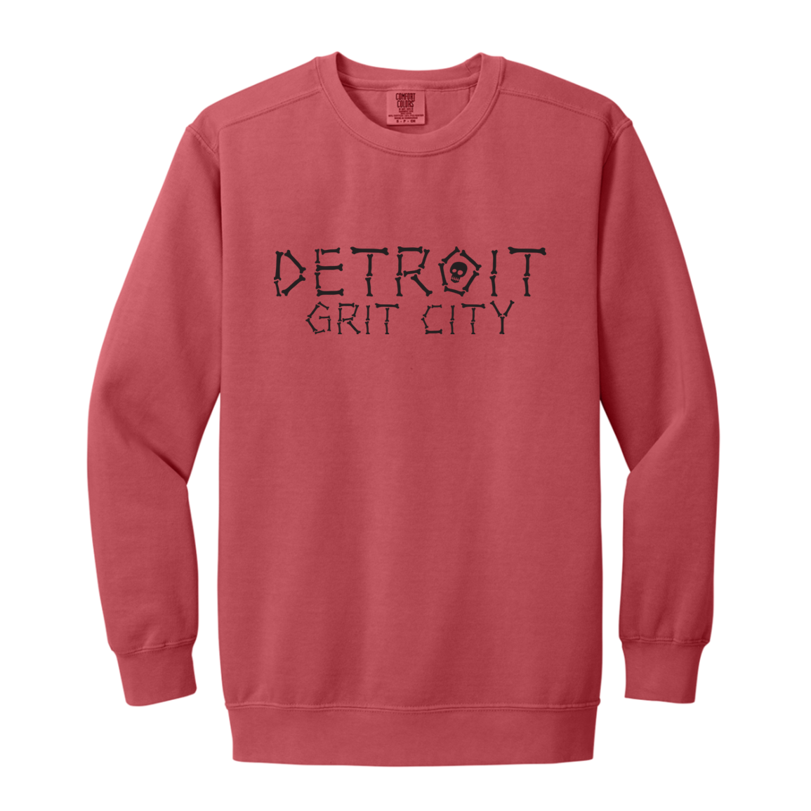 Detroit Grit City Bones - Black Vintage Wash Crewneck Sweatshirt