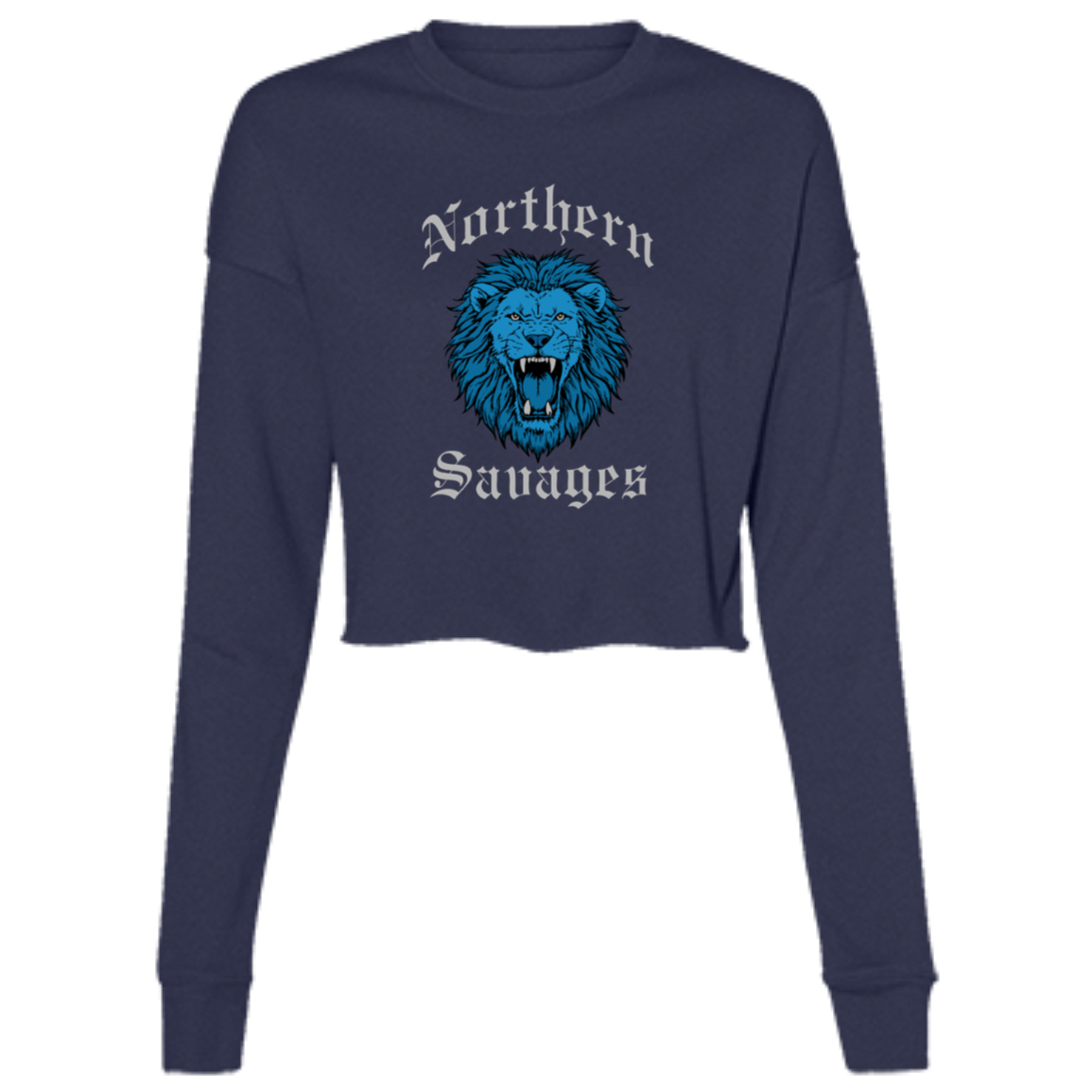 Northern Savages - Honolulu Blue + Silver Women's Cropped Crewneck Sweatshirt