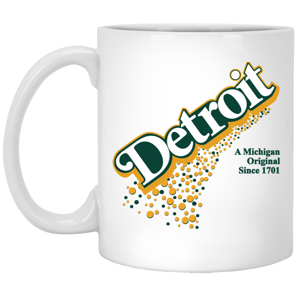 Detroit Original - Green + Gold White Mug