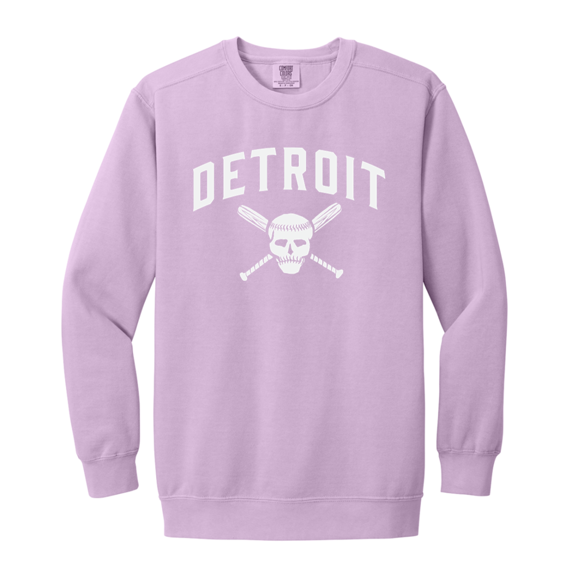 Detroit Skull and Crossbones - White Vintage Wash Crewneck Sweatshirt