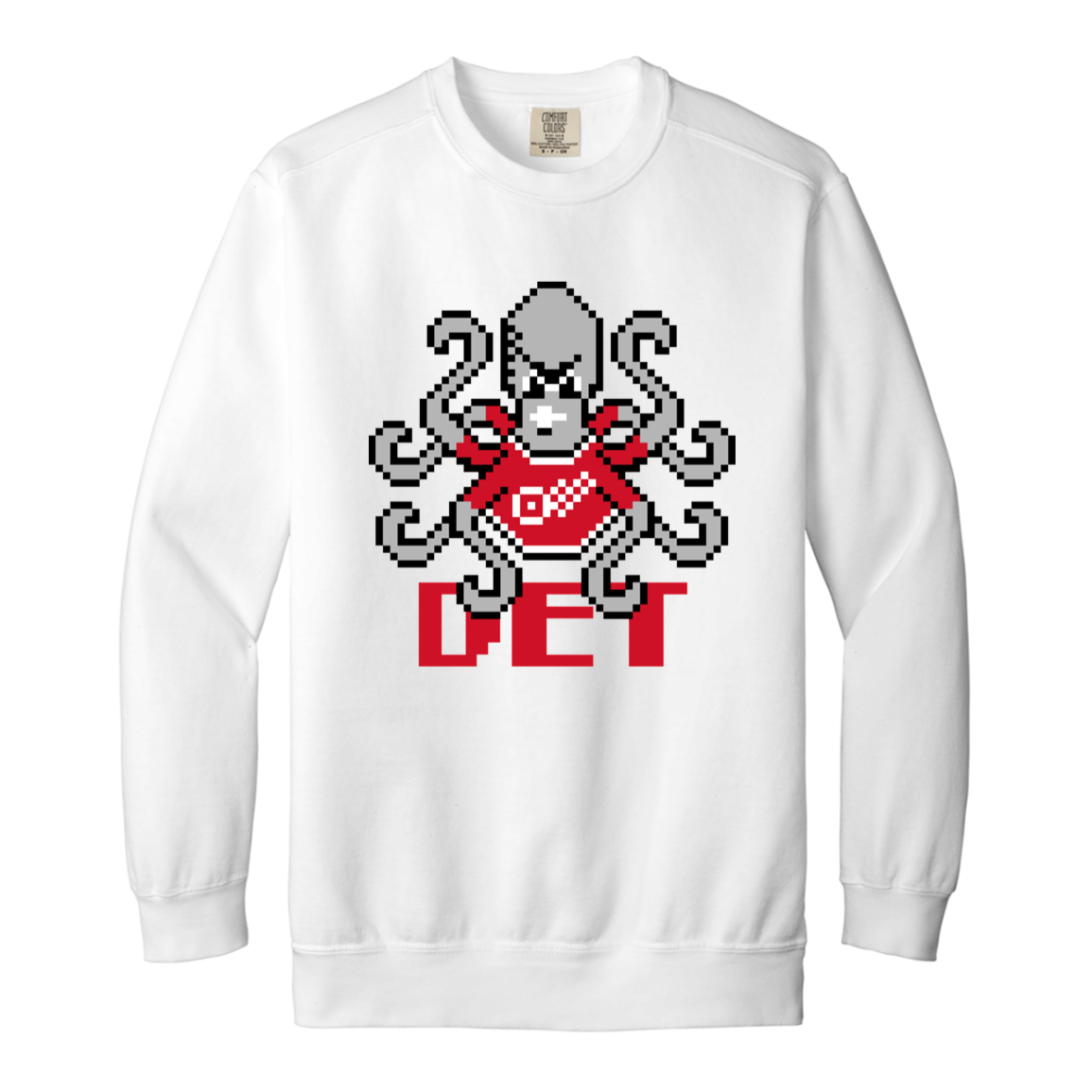 8bit Det Octopus - Red Vintage Wash Crewneck Sweatshirt