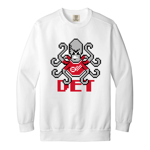 8bit Det Octopus - Red Vintage Wash Crewneck Sweatshirt