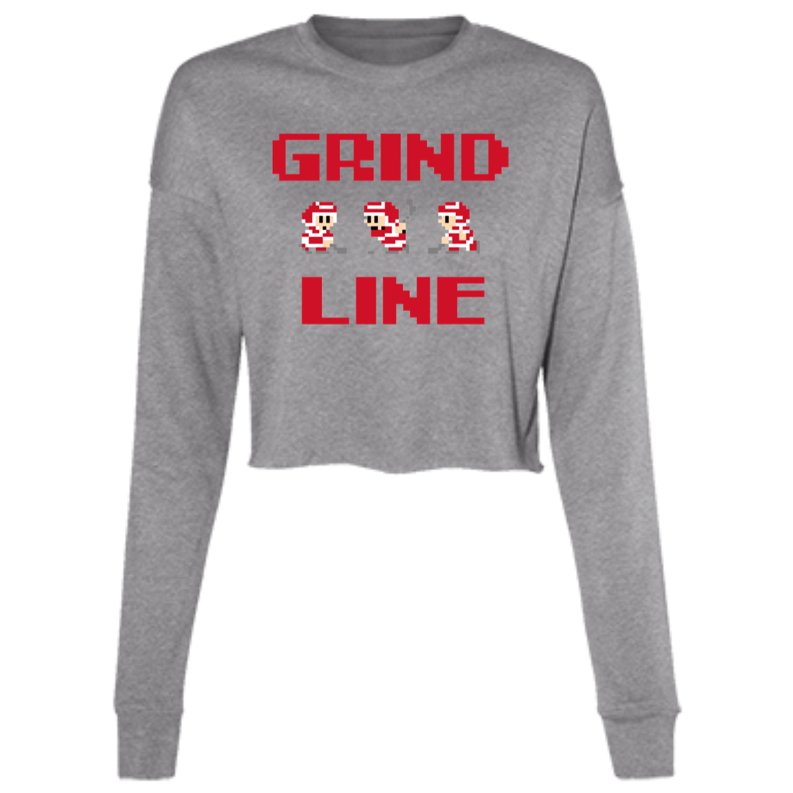 8bit Grind Line - Red Women's Cropped Crewneck Sweatshirt