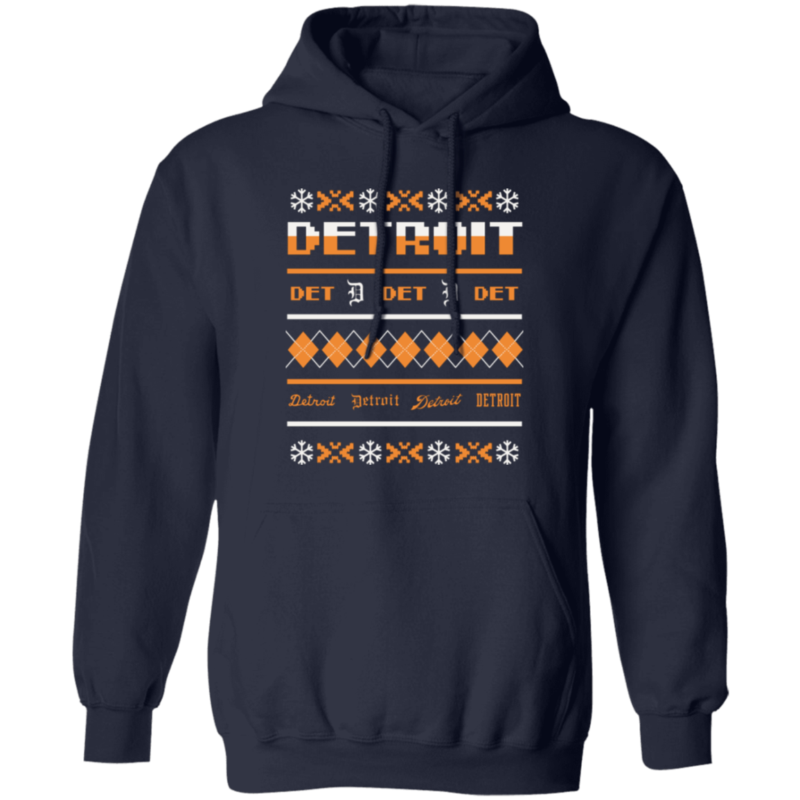 Detroit Baseball Sweater - White + Orange Classic Unisex Hoodie