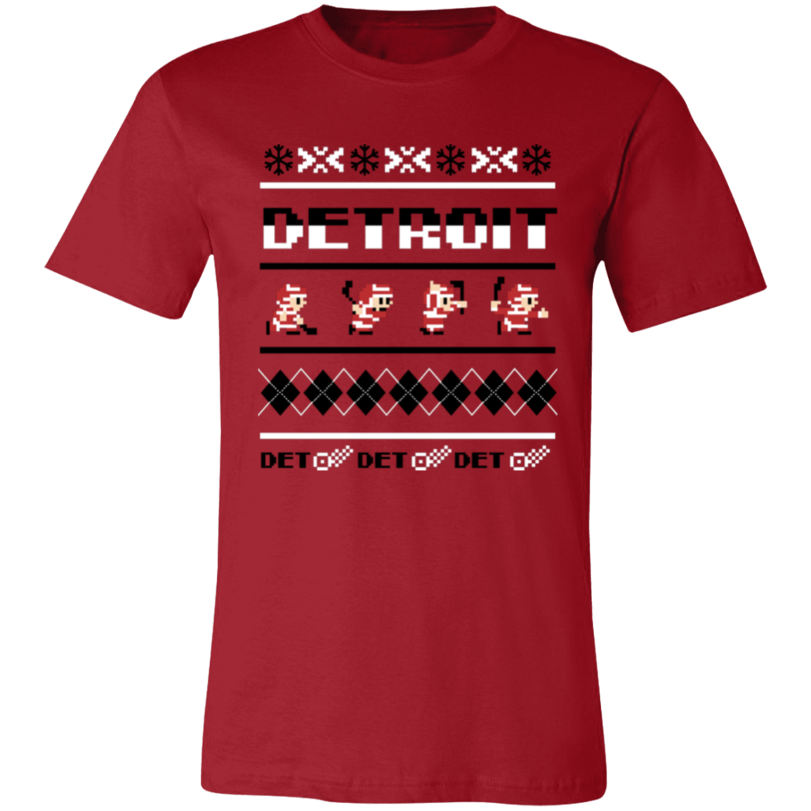 Detroit Hockey Sweater - Black + White Unisex Classic T-Shirt