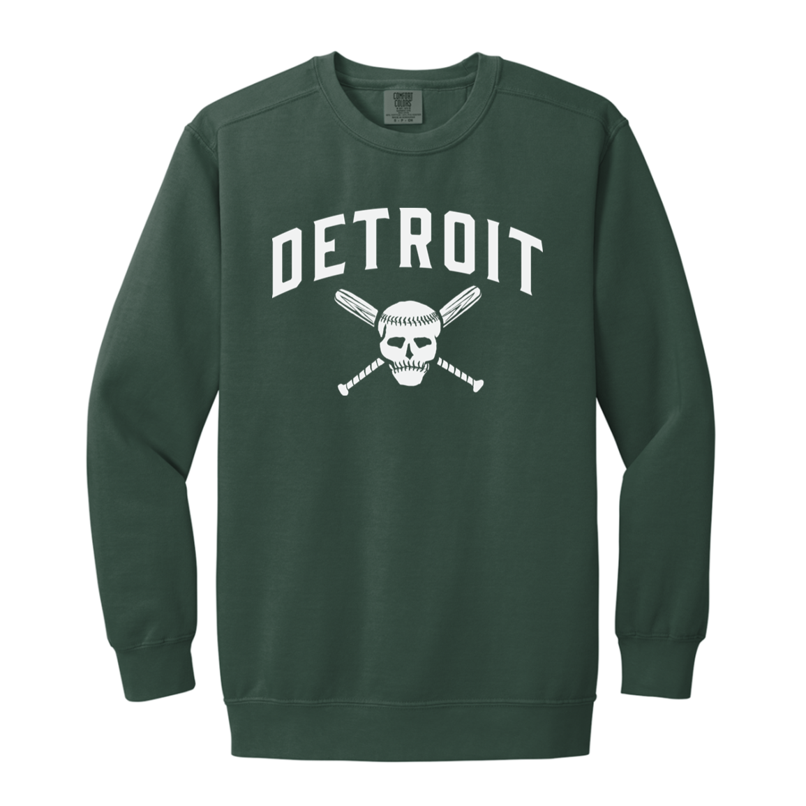 Detroit Skull and Crossbones - White Vintage Wash Crewneck Sweatshirt