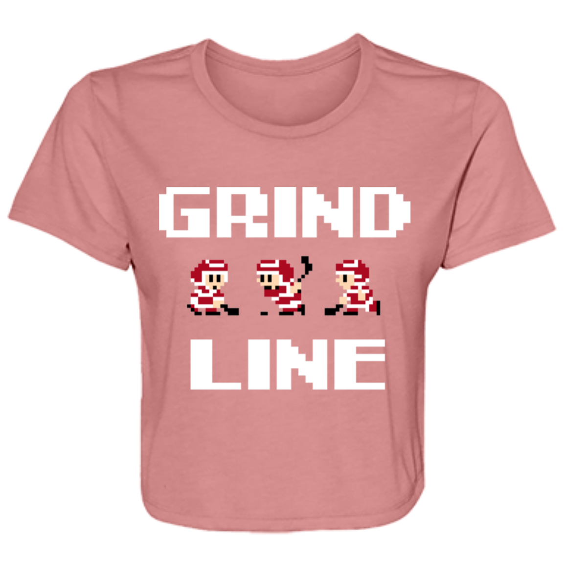 8bit Grind Line - White Flowy Cropped Tee