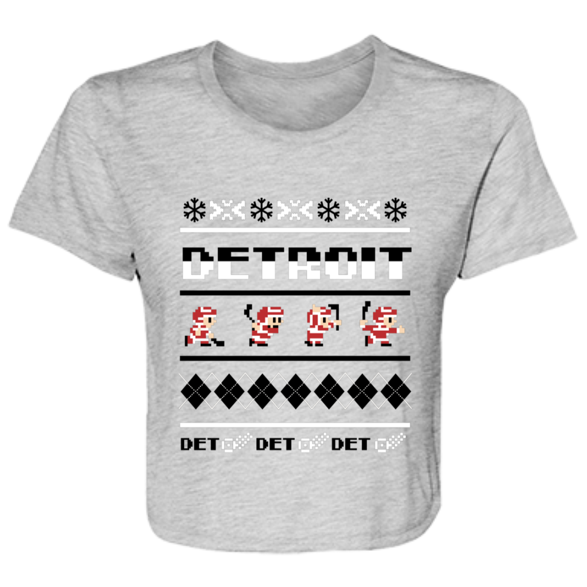 Detroit Hockey Sweater - Black + White Flowy Cropped Tee