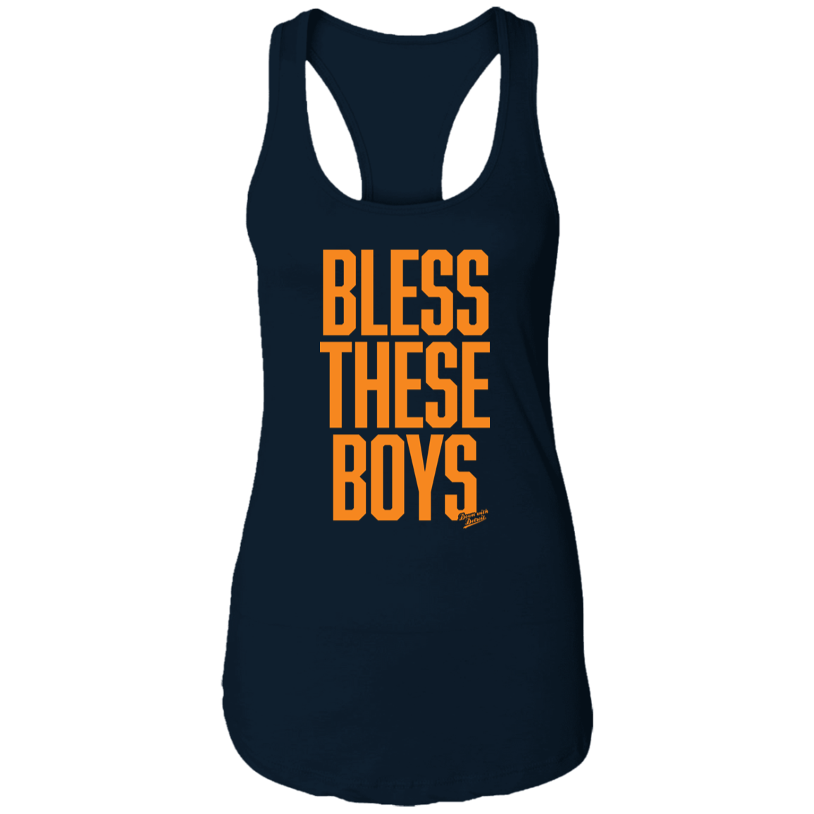 Bless These Boys - Block Font - Orange Women's Racerback Tank