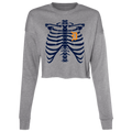 Detroit Heart Skeleton - Navy Orange Women's Cropped Crewneck Sweatshirt
