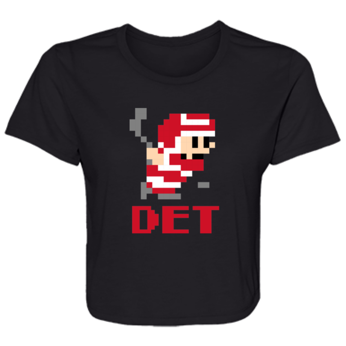 8bit Det Hockey - Red Flowy Cropped Tee