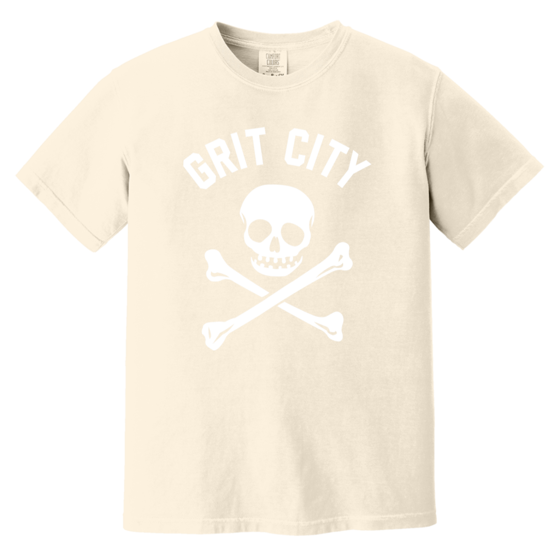 Grit City Cross Bones - White Vintage Washed T-Shirt