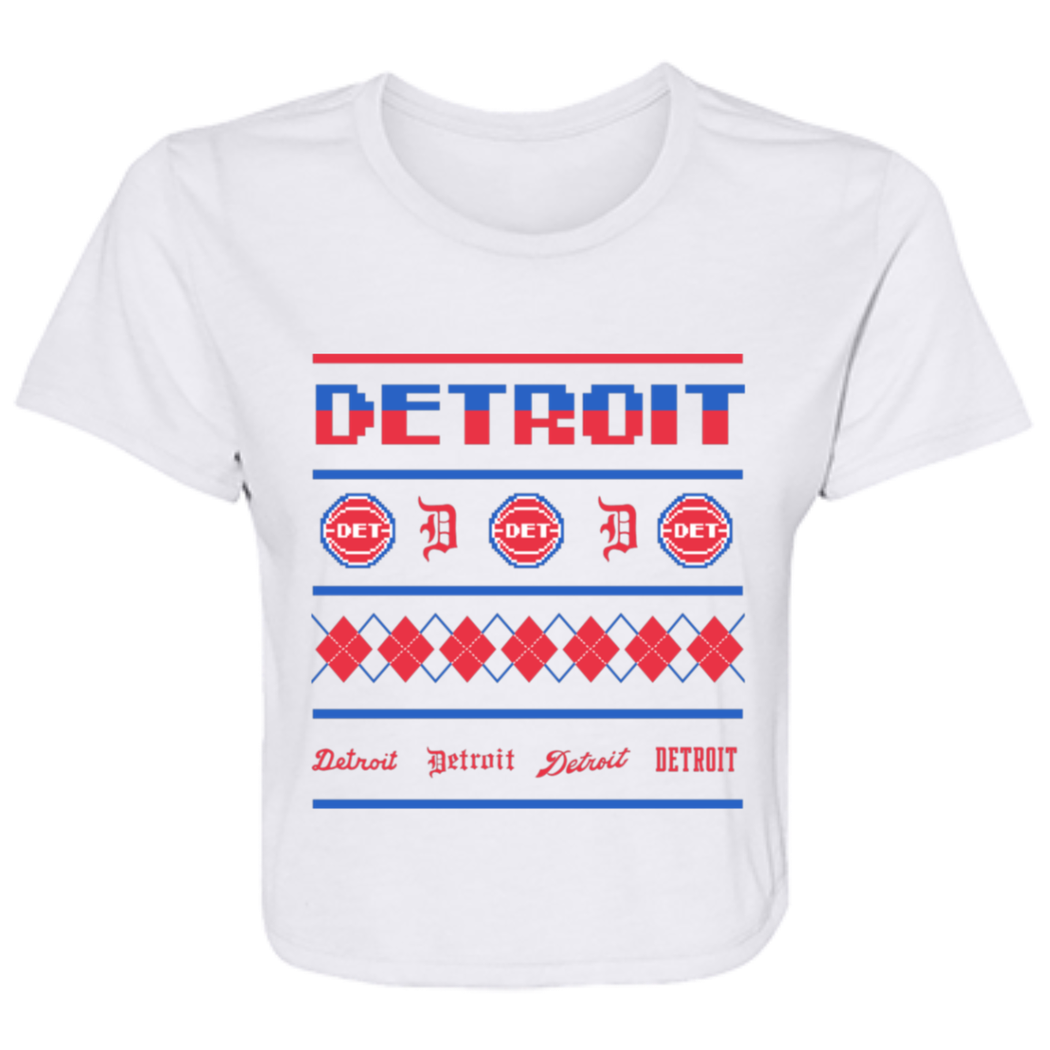 Detroit Basketball Sweater - Red Flowy Cropped Tee
