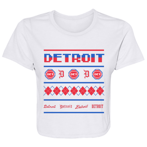 Detroit Basketball Sweater - Red Flowy Cropped Tee