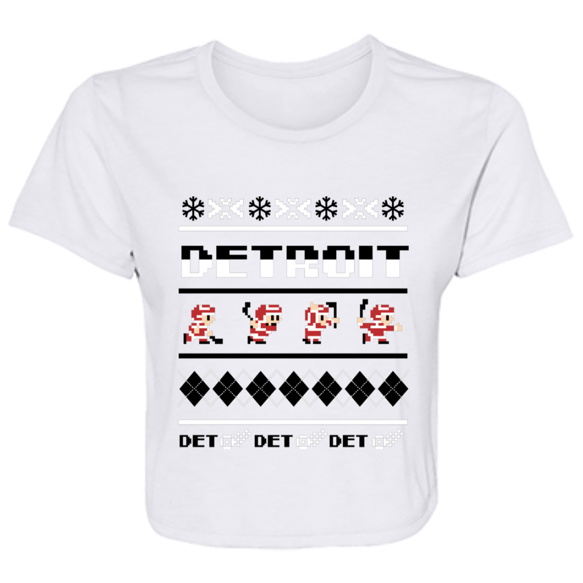 Detroit Hockey Sweater - Black + White Flowy Cropped Tee