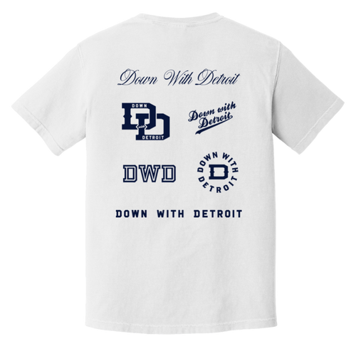 All Over Logos F - Navy Vintage Wash T-Shirt