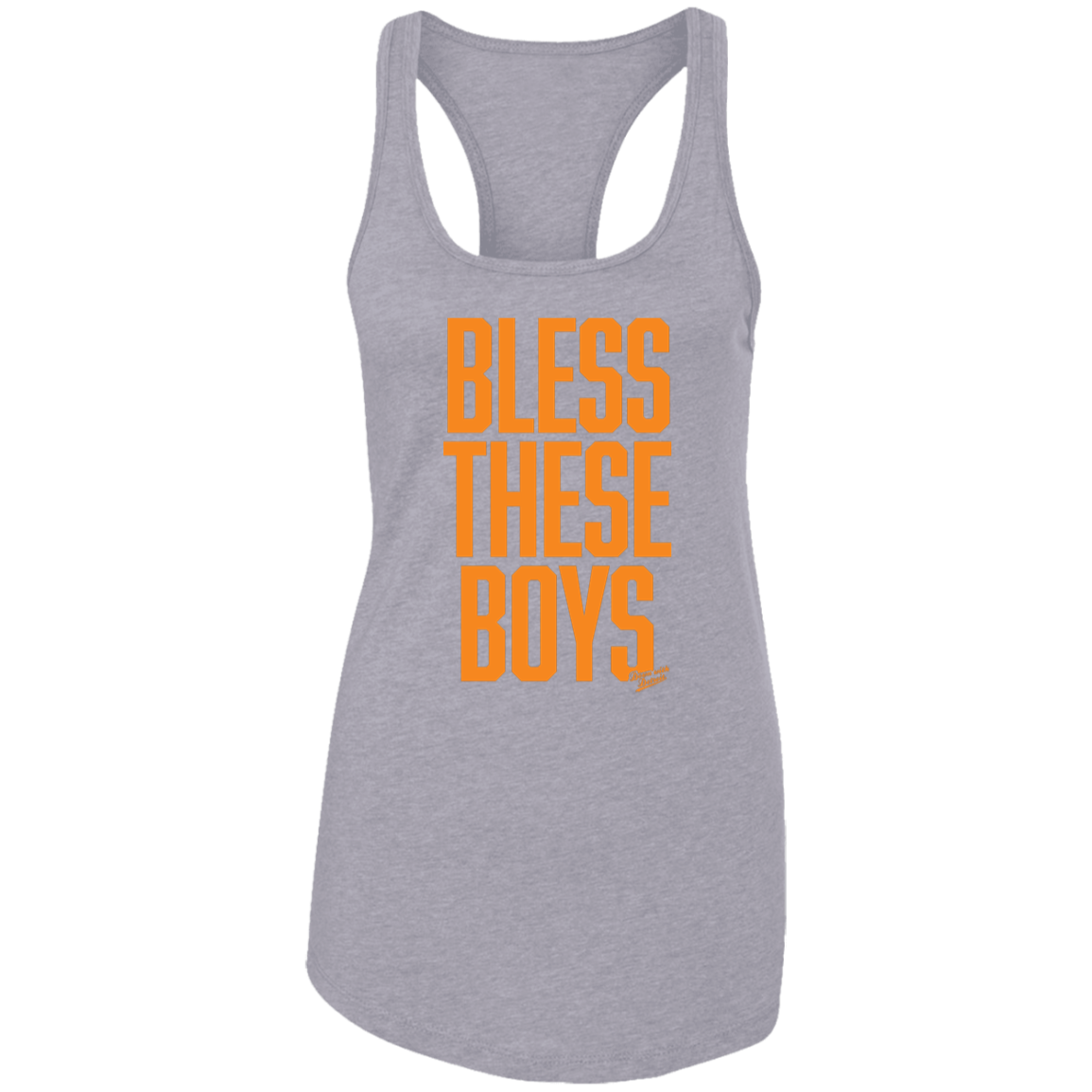 Bless These Boys - Block Font - Orange Women's Racerback Tank