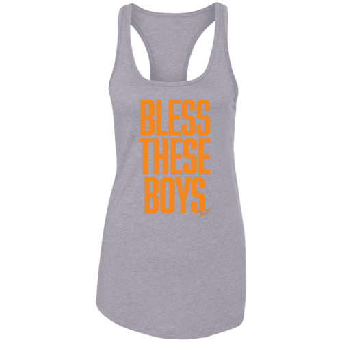 Bless These Boys - Block Font - Orange Women's Racerback Tank