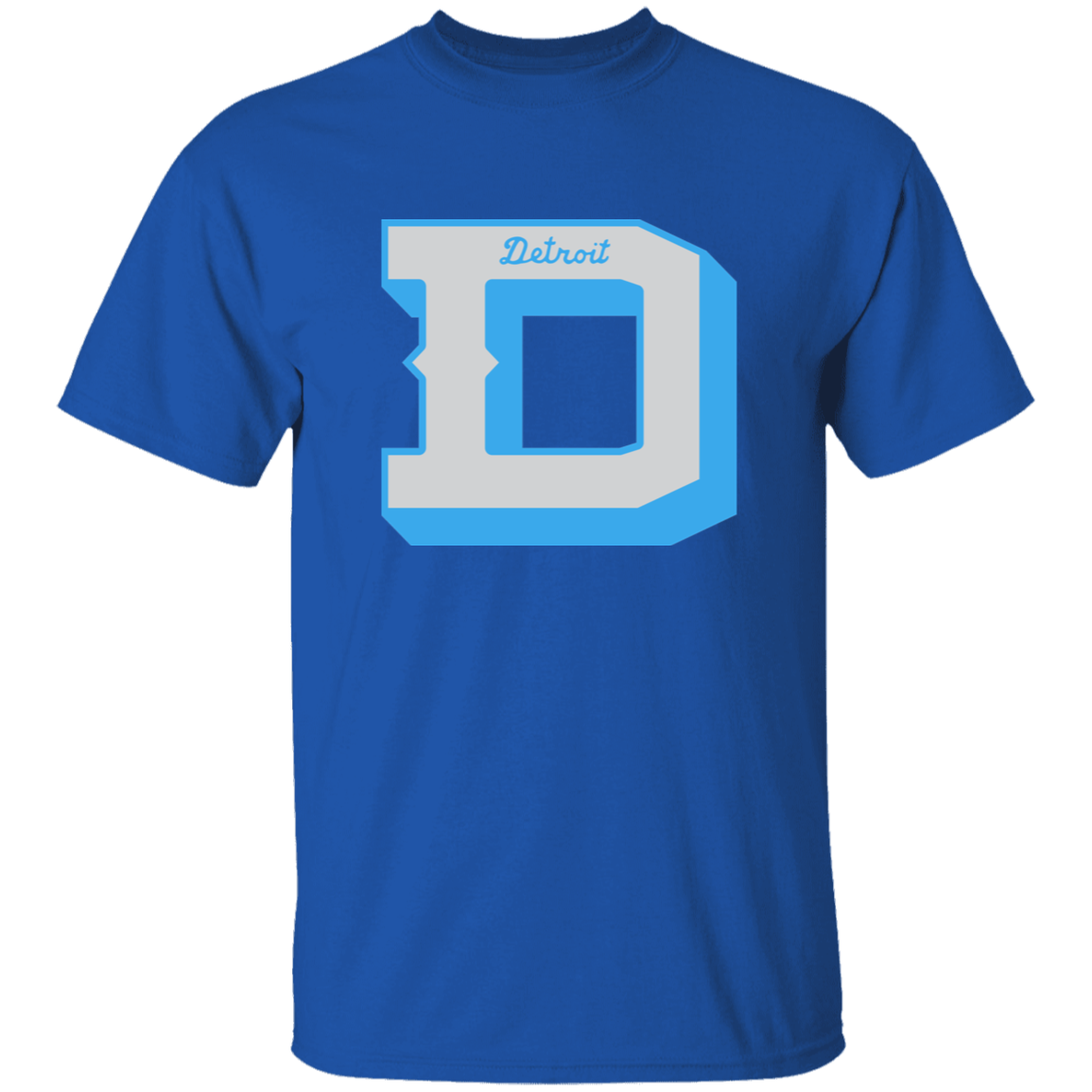 Detroit Football D - Silver + Light Blue Kids Unisex Classic T-Shirt
