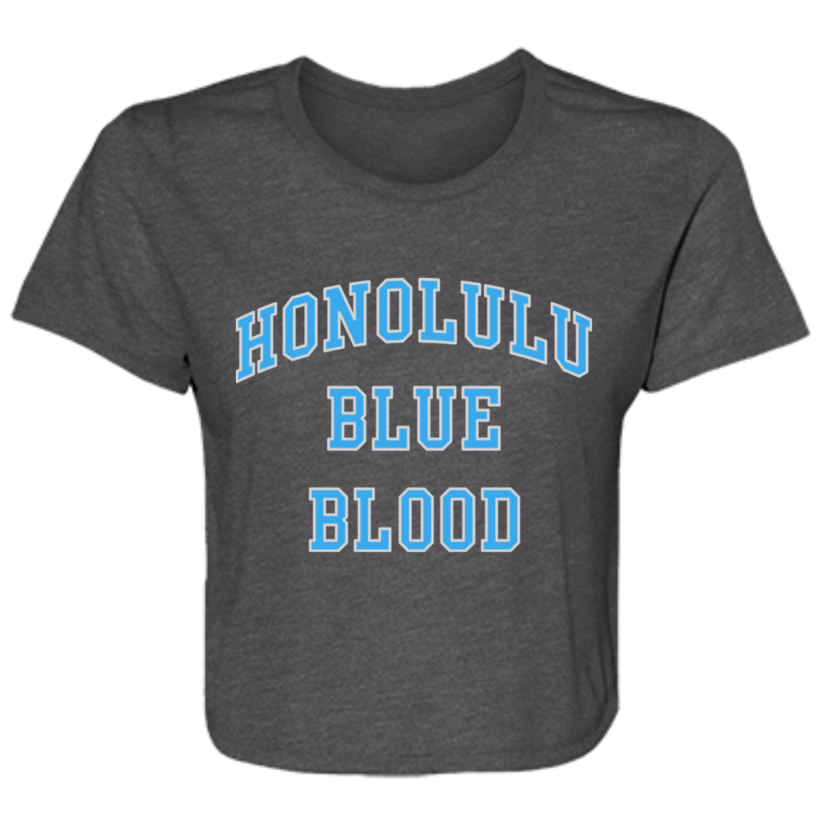 Honolulu Blue Blood - Light Blue + Silver Flowy Cropped Tee
